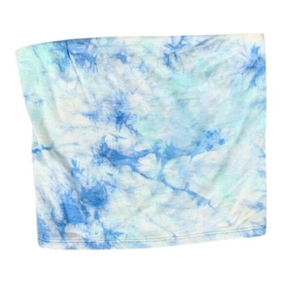 American Eagle Women’s Tube Cropped Top Blue Tie Dye Bandeau Strapless Small - Picture 5 of 12